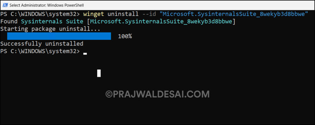 Uninstall SysInternals Suite using Winget