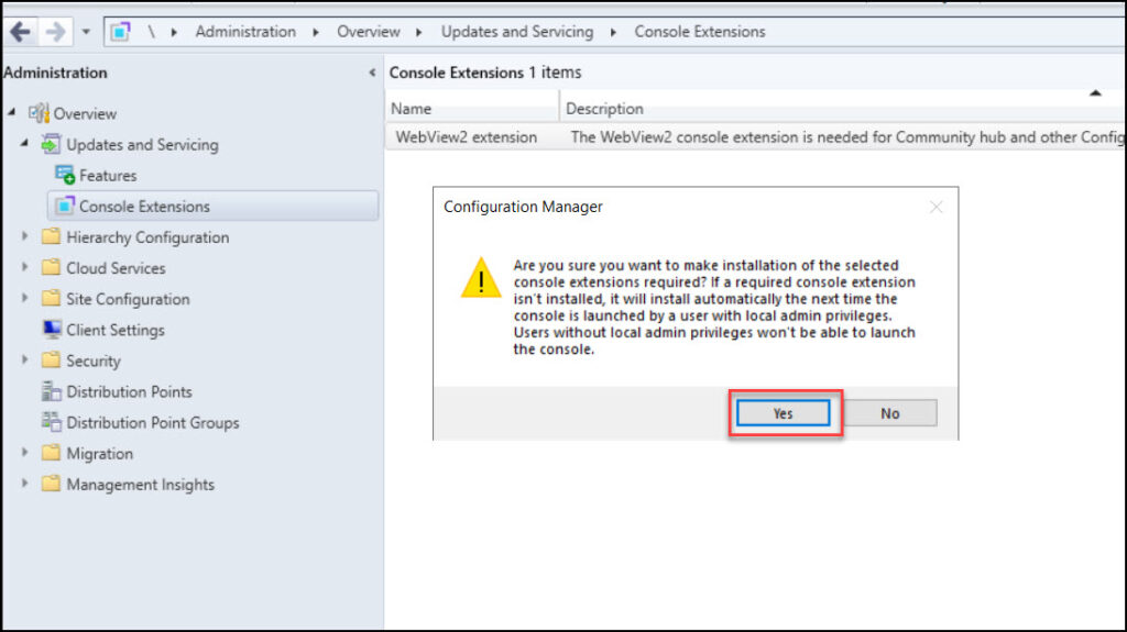 Require Extension: Automatically Install SCCM Console Extensions