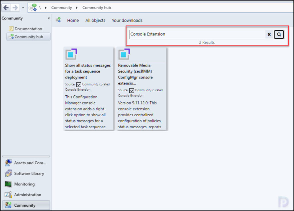 Download Console Extensions from Community hub