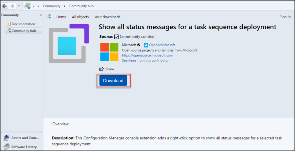 Download SCCM Console Extensions from Community hub