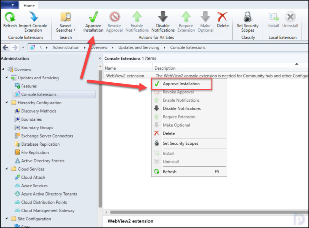 Approve Console Extension in SCCM