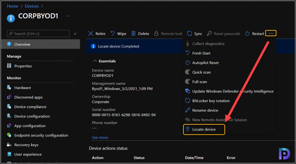 Locate Device with Microsoft Intune