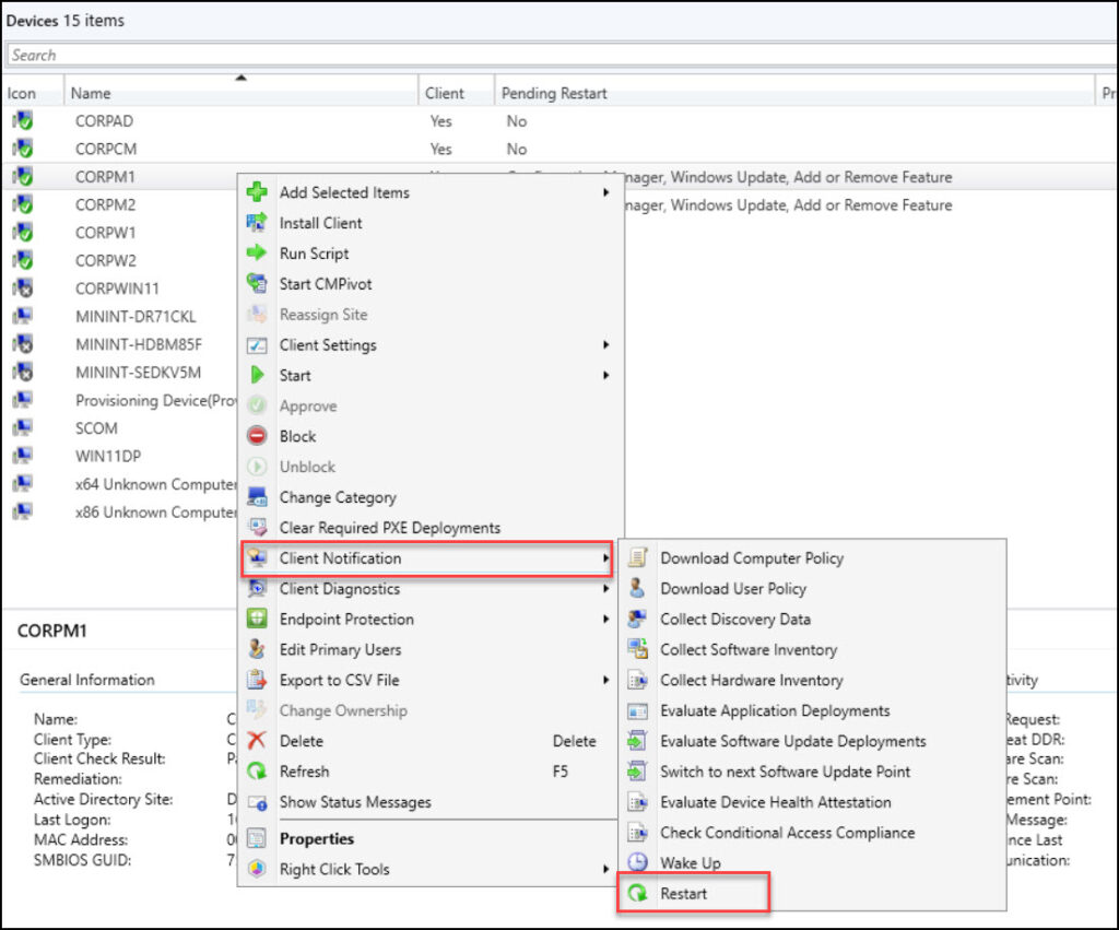 How To Restart Windows Devices from SCCM Console