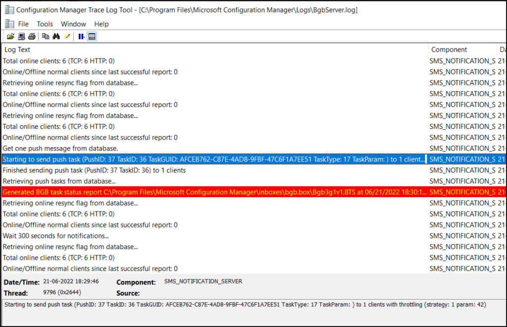 bgbserver.log - SCCM Client Restart Initiate