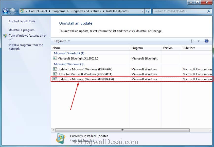 Identify the update | Rollback a Patch using SCCM