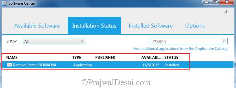 Verify Patch Uninstallation using SCCM