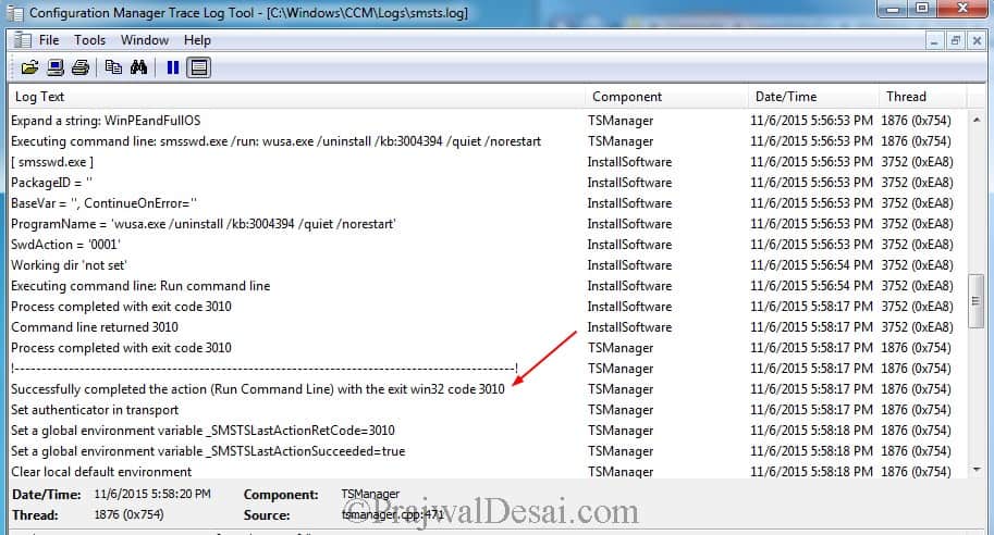 Verify Patch Uninstallation using SCCM