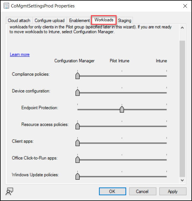 Switch SCCM workloads to Intune