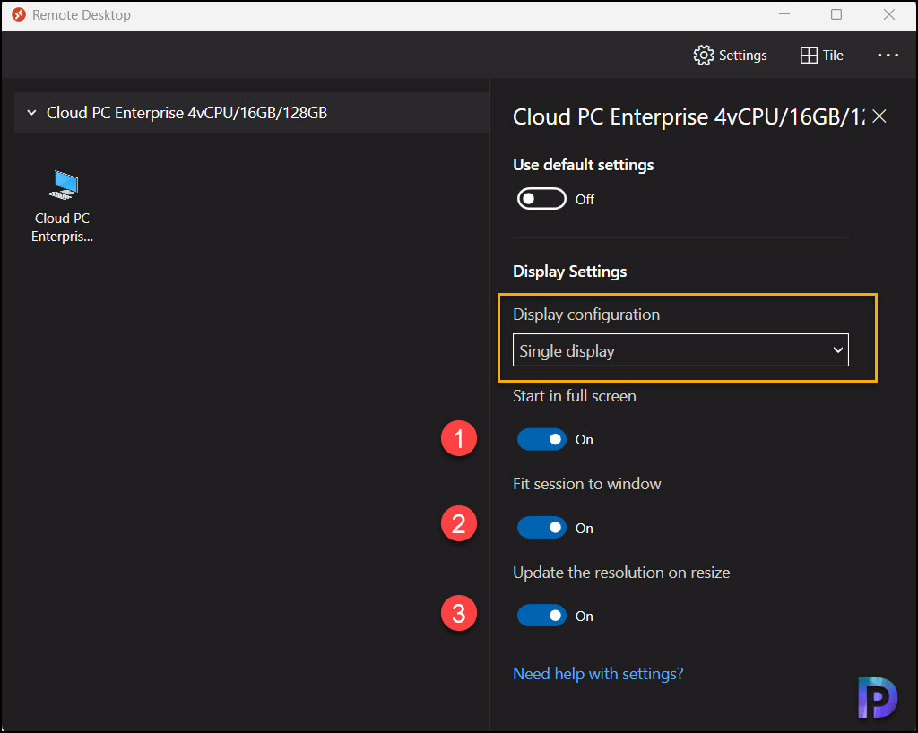 Use Multiple Monitors with Windows 365 Cloud PC using Remote Desktop App