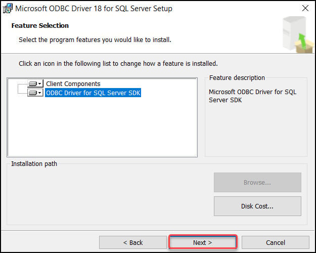 Install Microsoft ODBC Driver for SQL Server