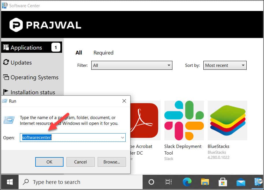 Launch ConfigMgr Software Center using Shortcut Command