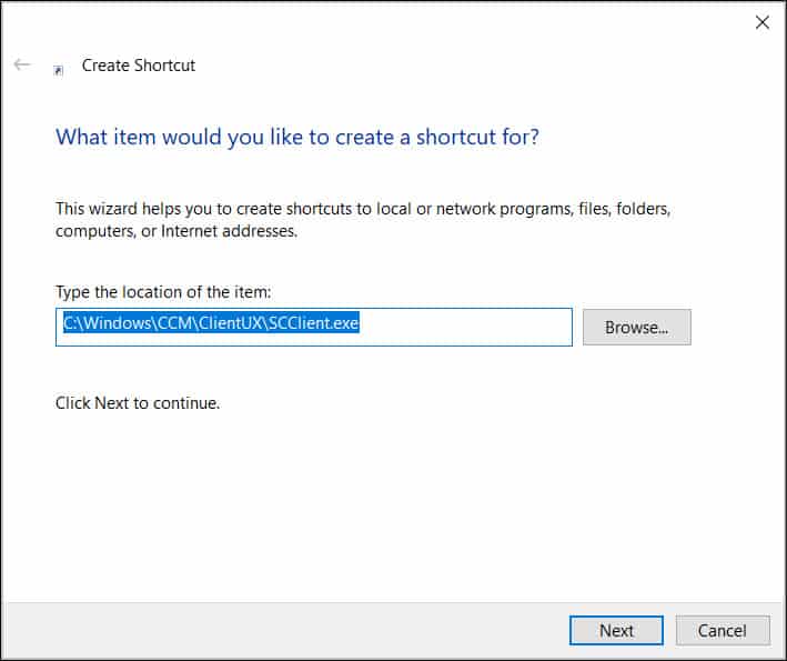 Launch SCCM Software Center using a Shortcut