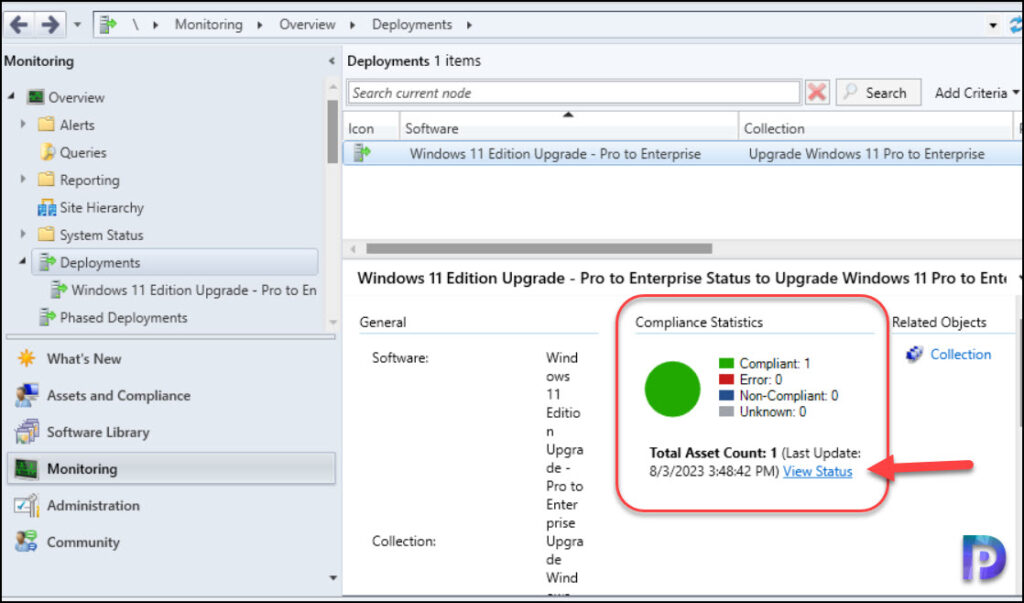 Monitor the Edition Upgrade Policy in SCCM