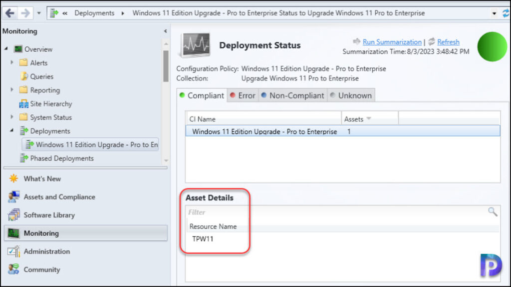 Monitor the Edition Upgrade Policy in SCCM