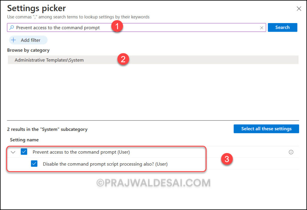 Prevent Access to Command Prompt using Intune