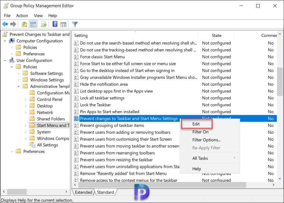Prevent Changes to Taskbar and Start Menu Settings using Group Policy