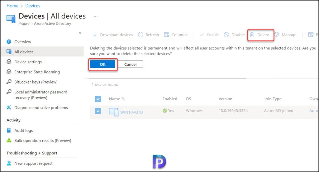 Delete Autopilot Device from Entra ID