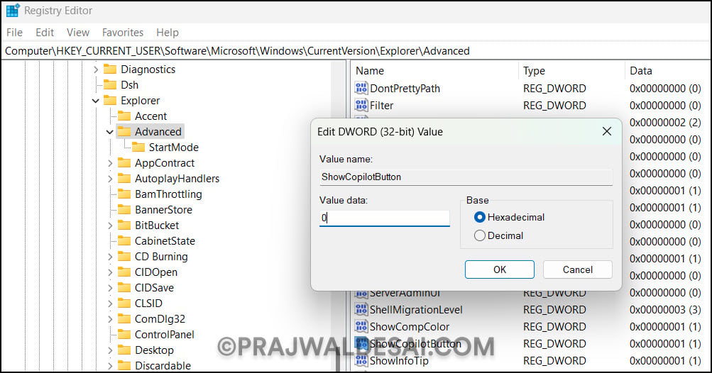 Turn off Copilot in Windows 11 using Registry