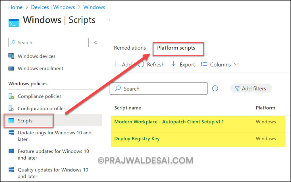 Location of PowerShell Scripts in Intune