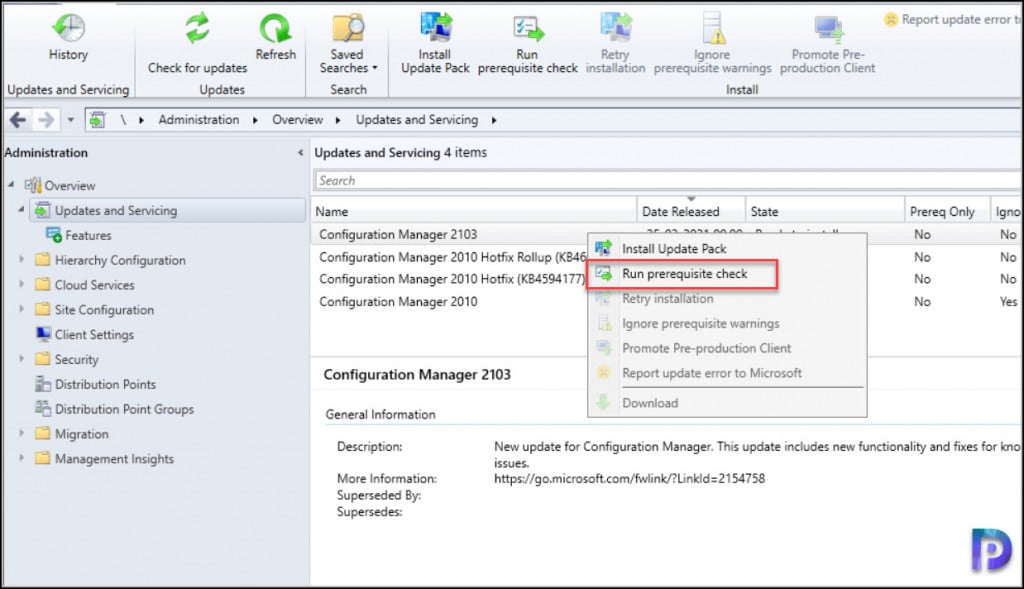 Configuration Manager 2103 Prerequisite Check