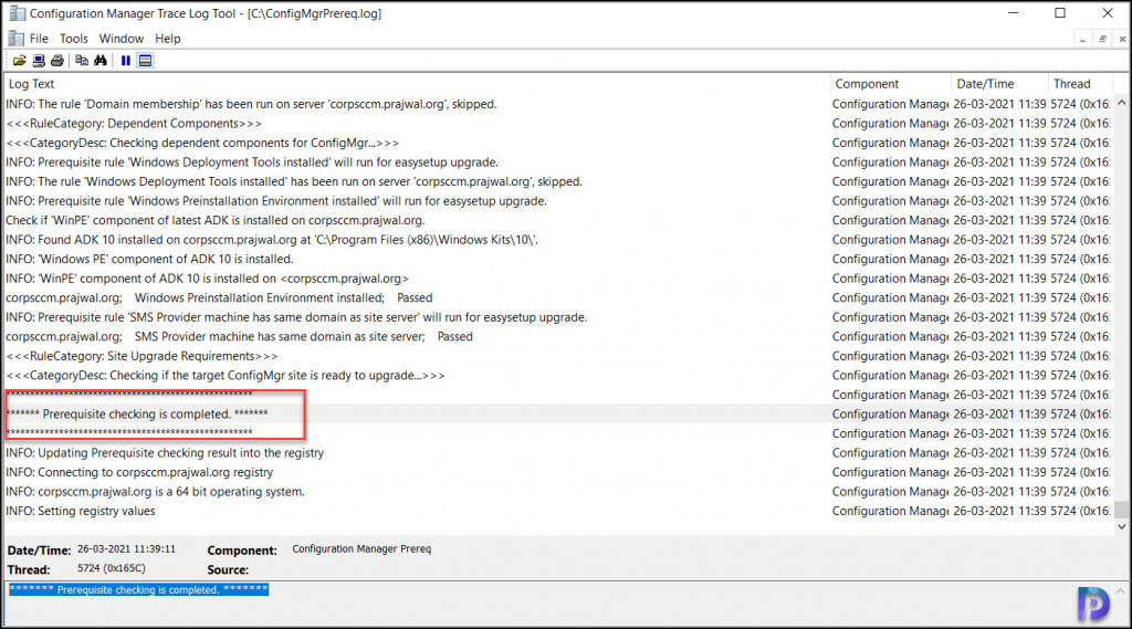 Configuration Manager 2103 Prerequisite Check Completed