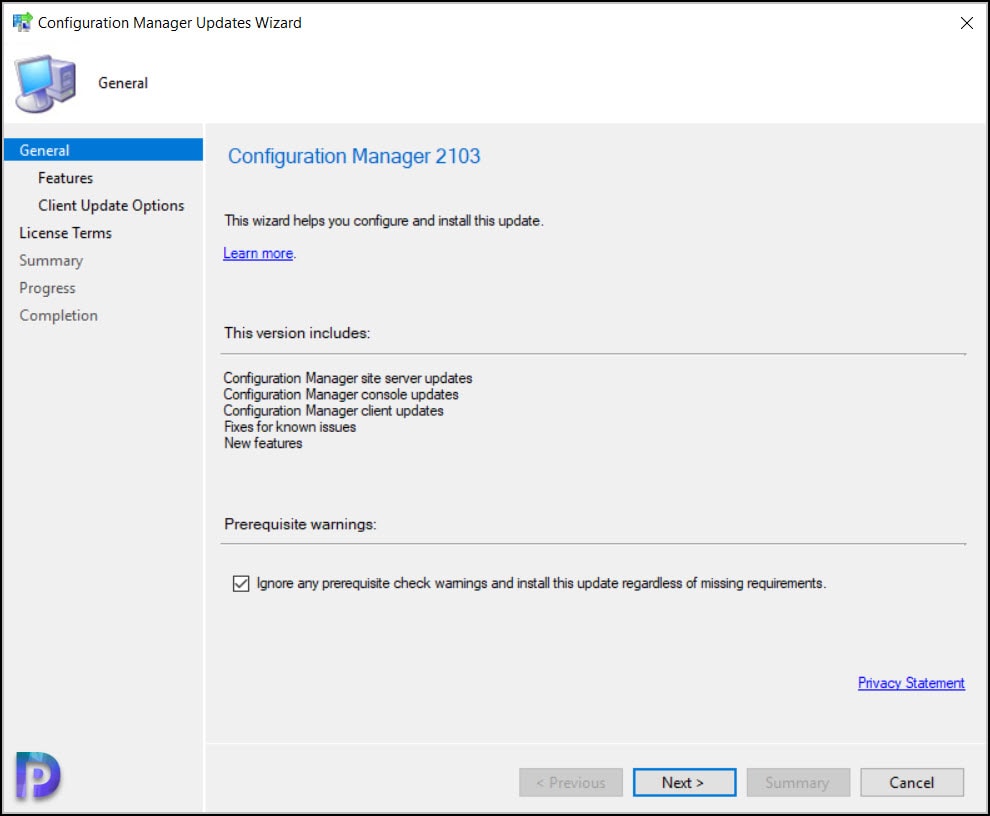 Begin SCCM 2103 Upgrade