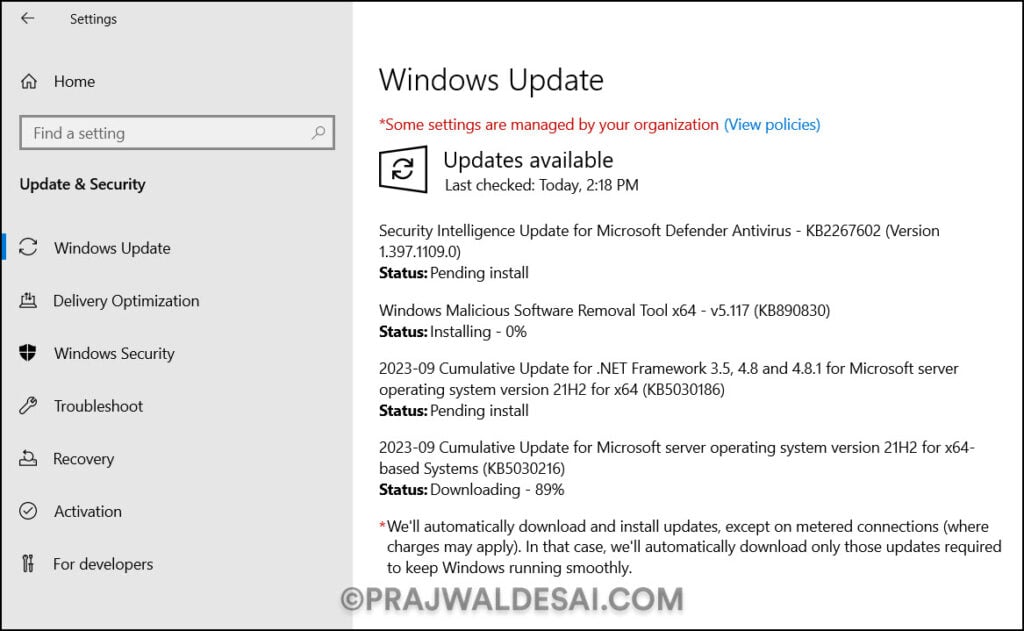 Install Windows Updates on SCCM Server