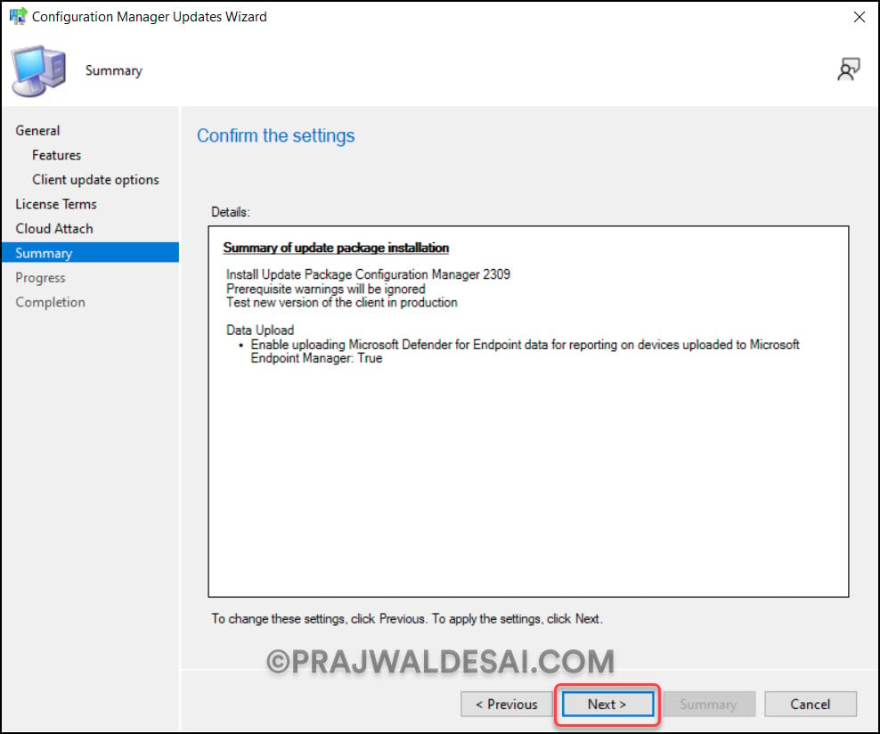 Summary of SCCM 2309 Update Installation