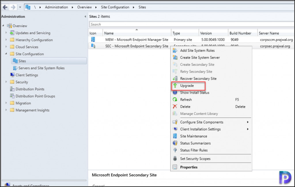 Upgrade SCCM Secondary site to 2103 Version