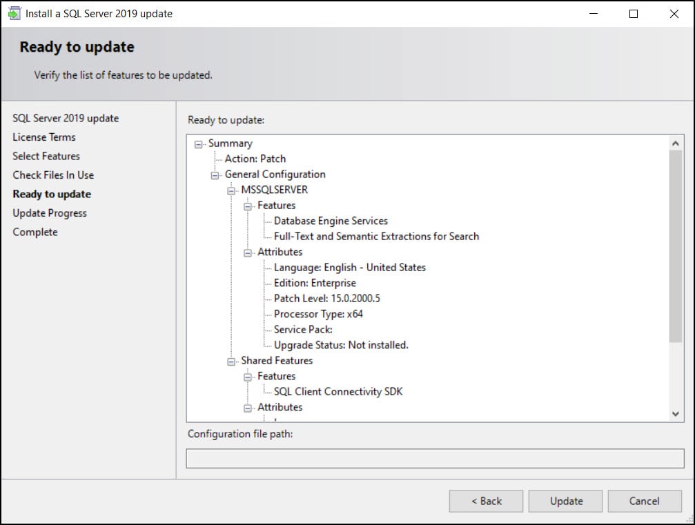 Install SQL Server 2019 Cumulative Update