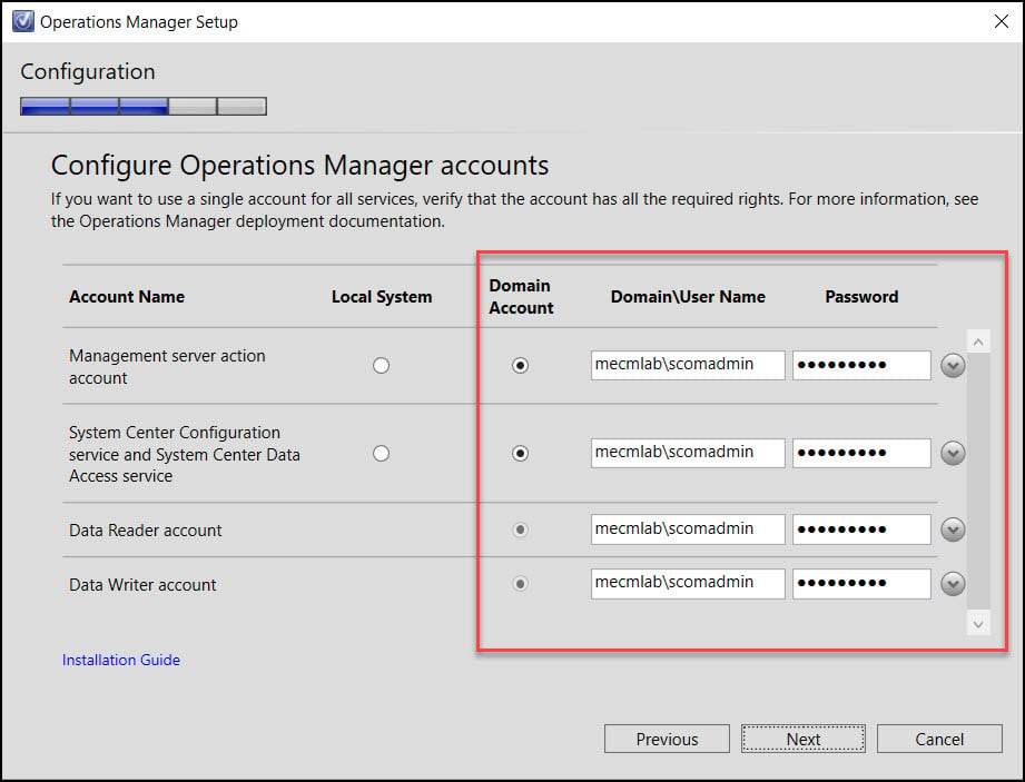 Configure Operations Manager Accounts