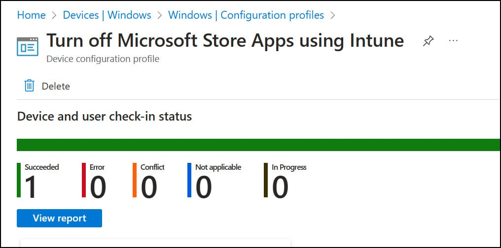 Monitor Store Access Blocking Policy in Intune