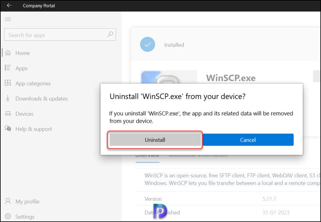 End User Experience - Uninstall apps in Company Portal
