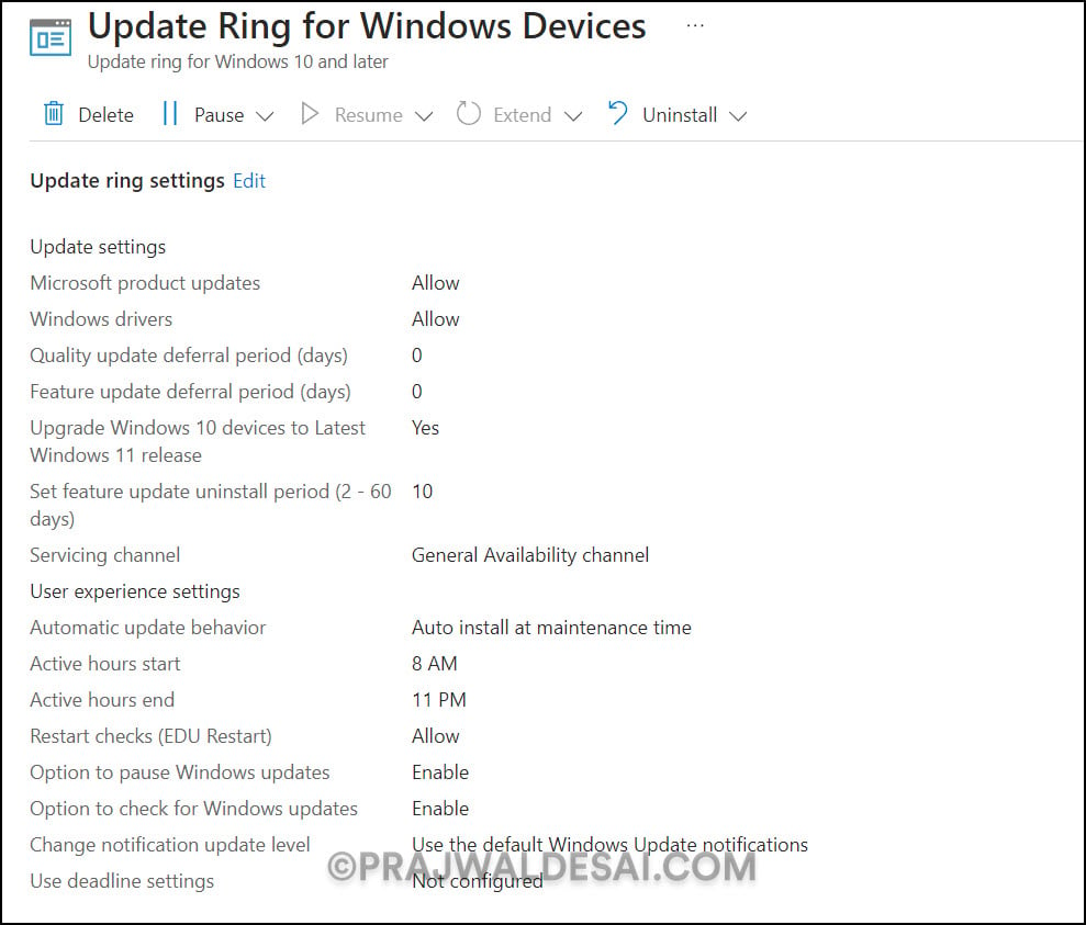 Update rings for Windows 10 and later policy in Intune