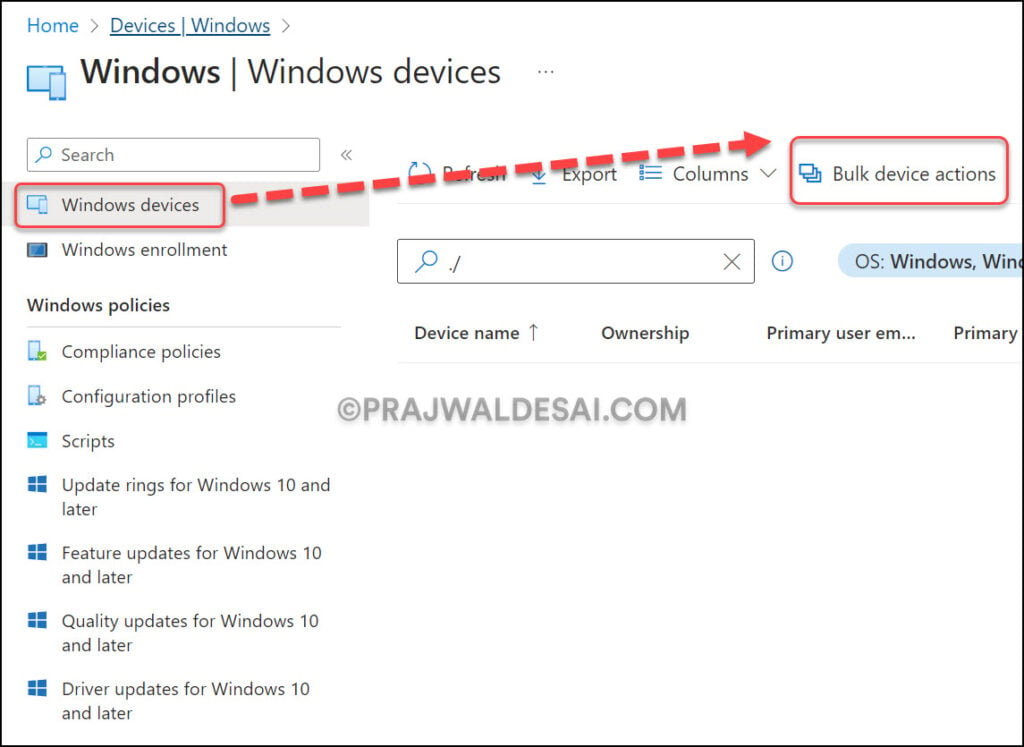 Use Bulk Device Actions in Intune Admin Center