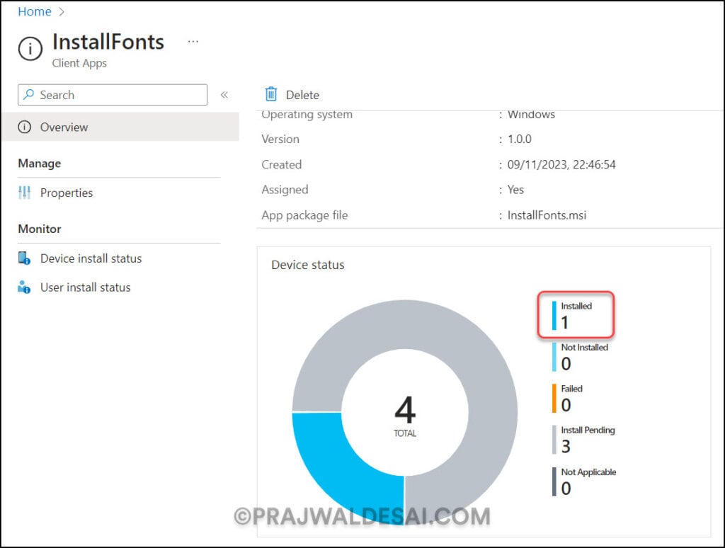 Monitor Fonts Deployment in Intune