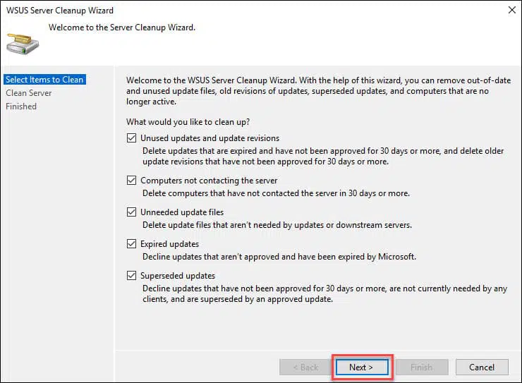 Using the WSUS Server Cleanup Wizard Snap1