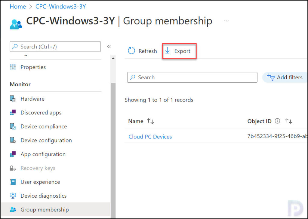 Export Intune Device Group Membership Report