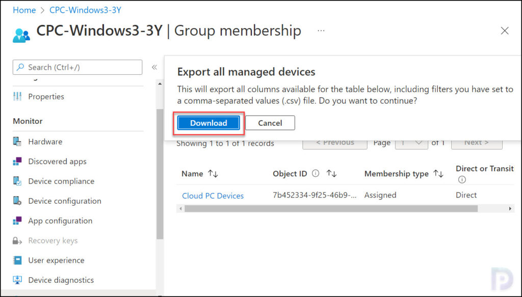 Export Intune Device Group Membership Report