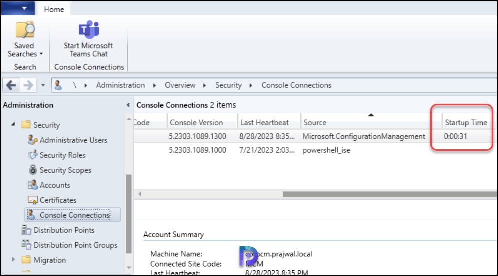 View ConfigMgr Console Startup Time Performance