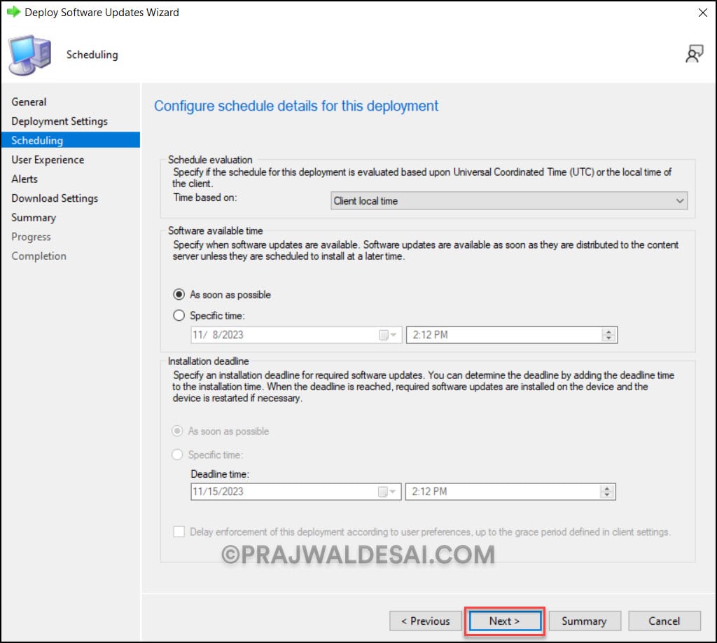 Configure Scheduling Options