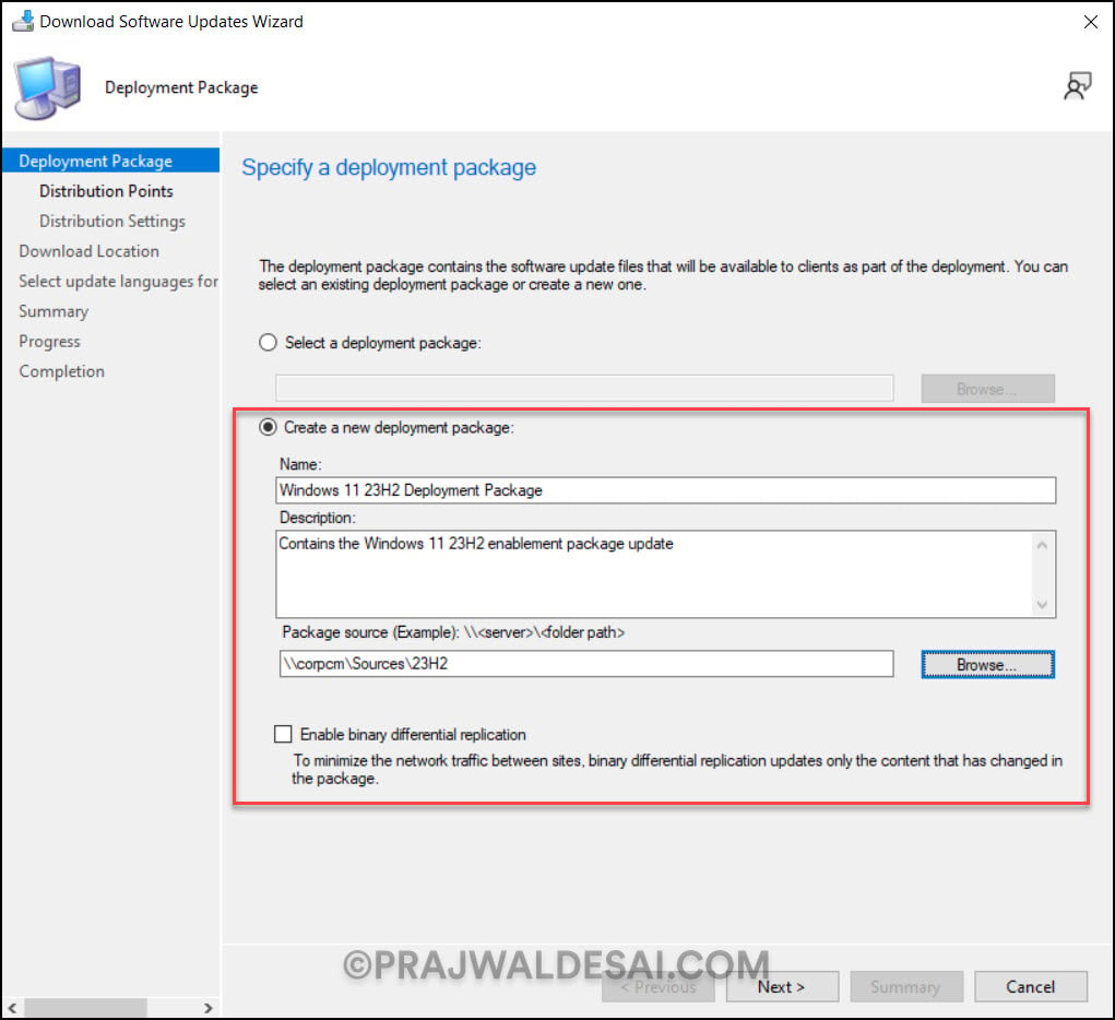 Create a deployment package for Windows 11 23H2 Update