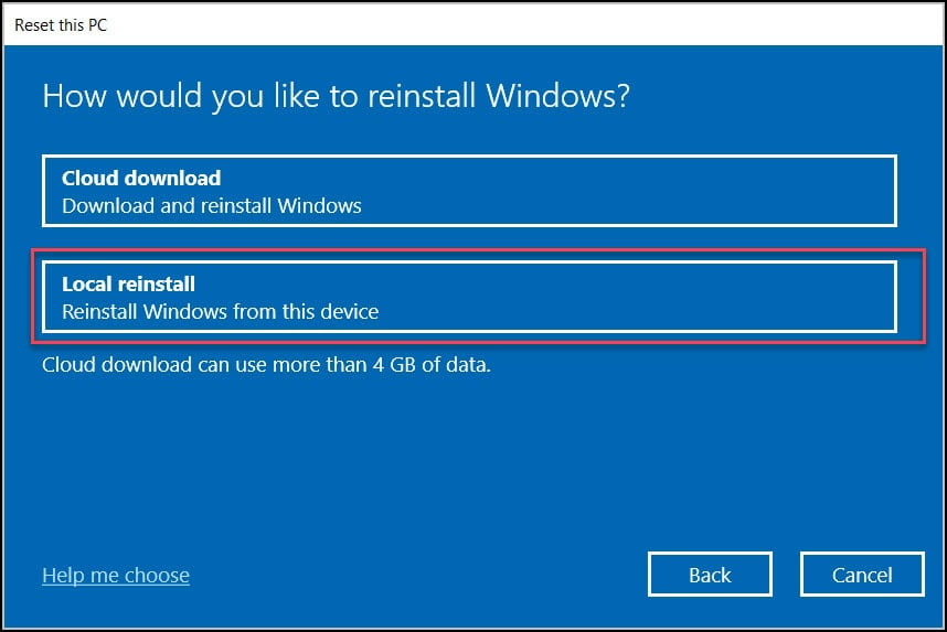 Reset the Windows 10 VM back to Out-Of-Box-Experience (OOBE)