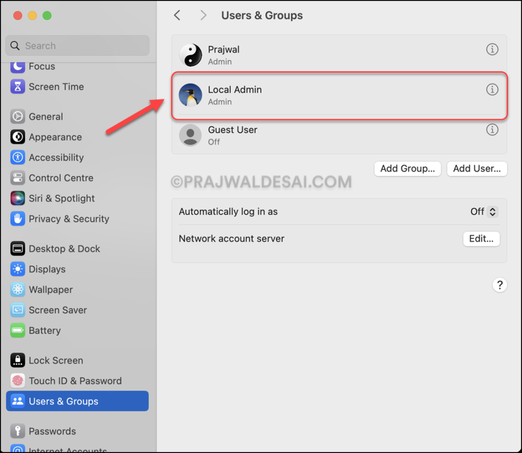 Verify Local Admin Account on Mac