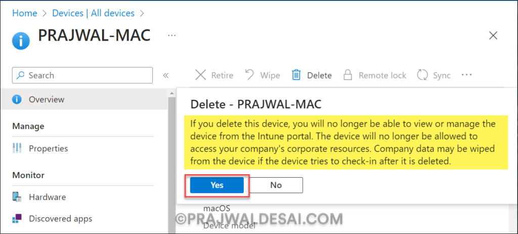 Delete macOS devices from Intune