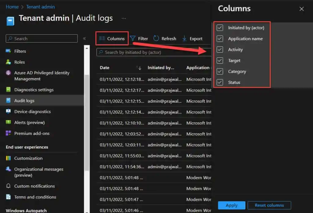 Windows 365 Cloud PC Audit Logs Details