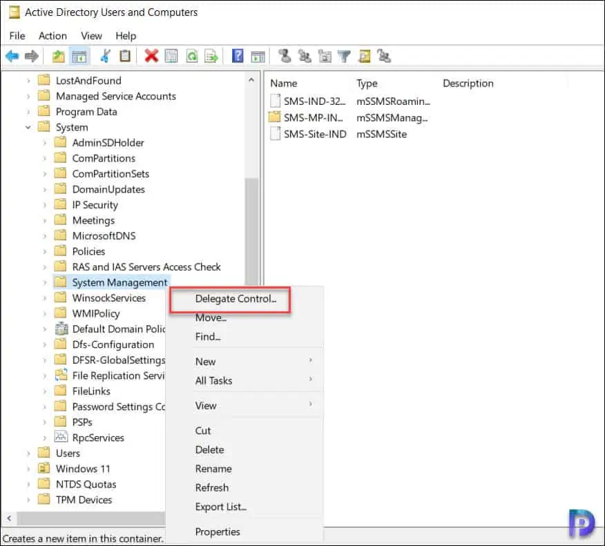 Delegate Permissions to System Management Container