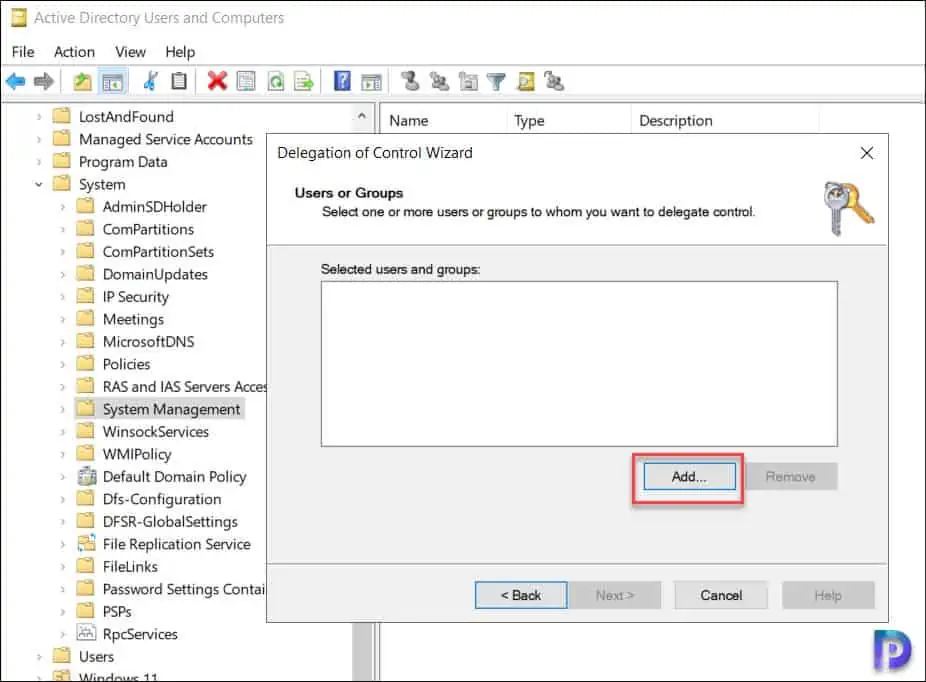 Delegate Permissions to System Management Container