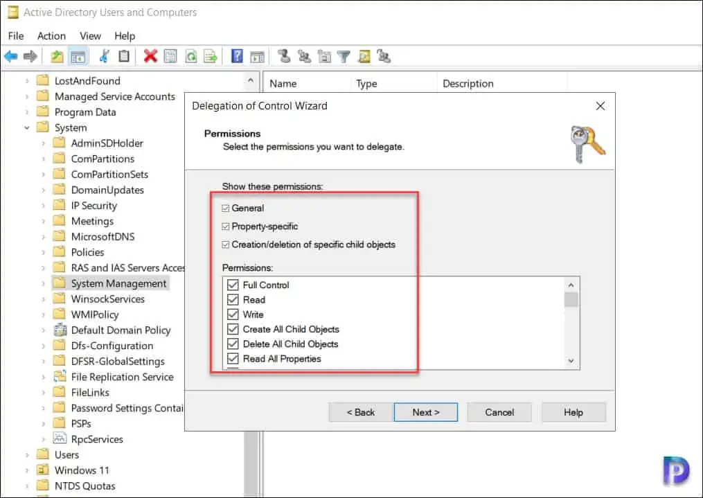 Assign Permissions to System Management Container