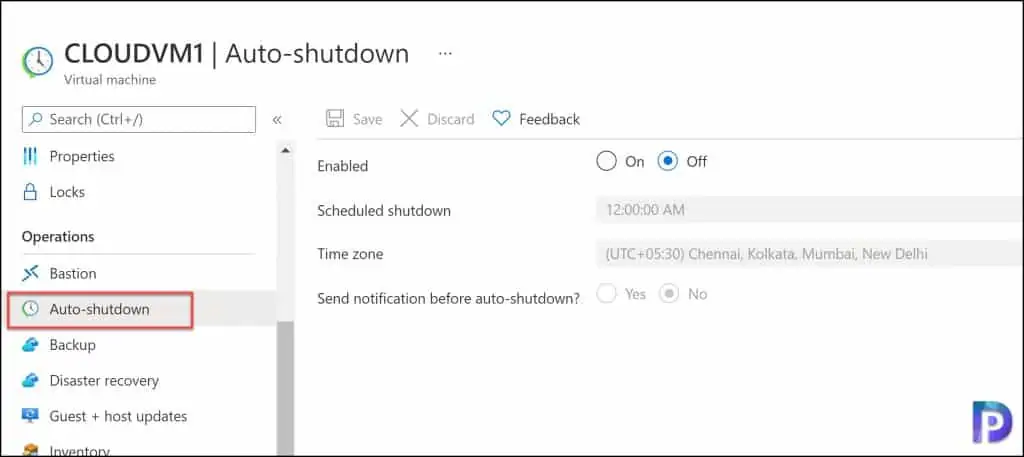 Auto Shutdown Azure Virtual Machines